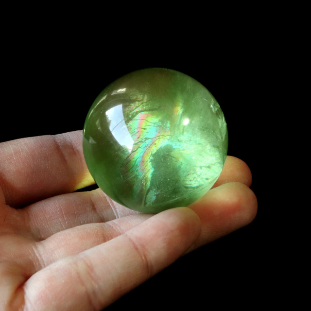 グリーン フローライト AAAAA 丸玉 直径 約43mm 虹入り レインボー