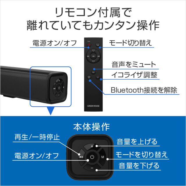 サウンドバー スピーカー 2.0ch Bluetooth HDMI リモコン 光デジタル