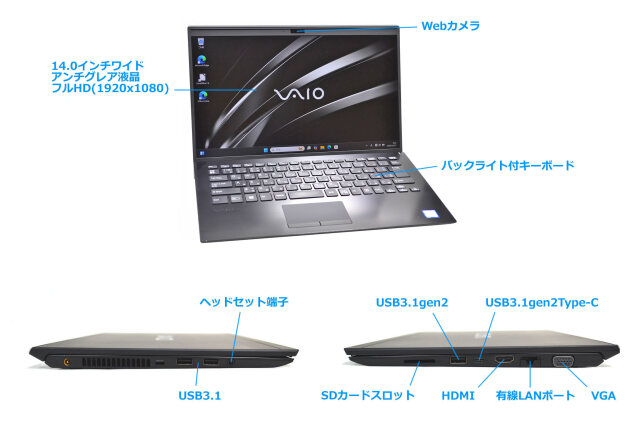 SIMフリー 14.0型 フルHD VAIO Pro PK VJPK11C12N Core i5 8265U M