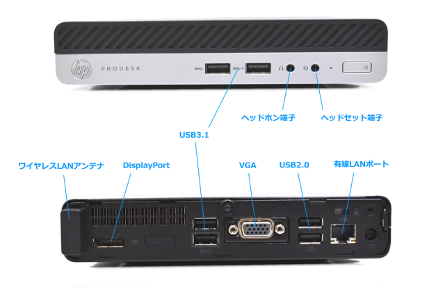 ミニPC Windows11 HP ProDesk 400 G4 DM 4コア Core i3 8100T Wi-Fi