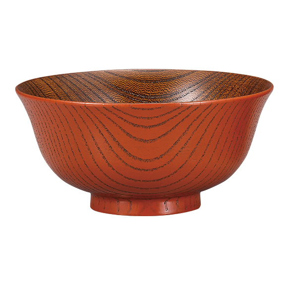 ごはん椀 千筋 根来/曙 中 木製 漆塗り FC10-5/7 漆器の井助