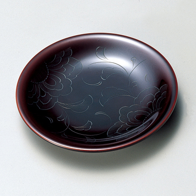 胴張銘々皿 黒 5枚セット 漆塗り・木製 12-06002 漆器の井助