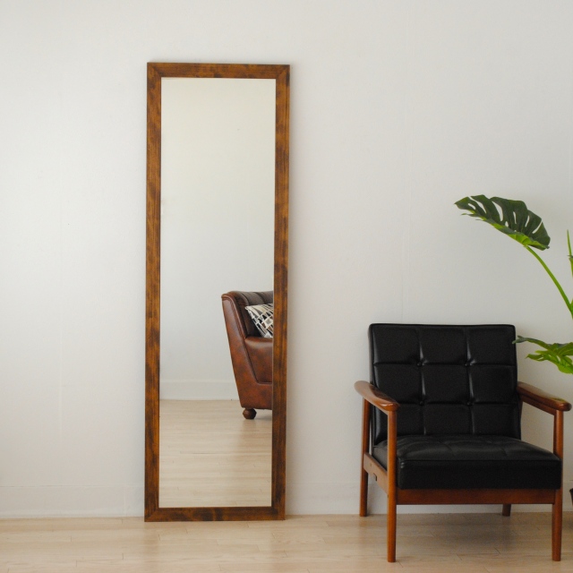 Leon レオンミラー ウォールミラー 壁掛け 鏡 アンティーク調 天然木