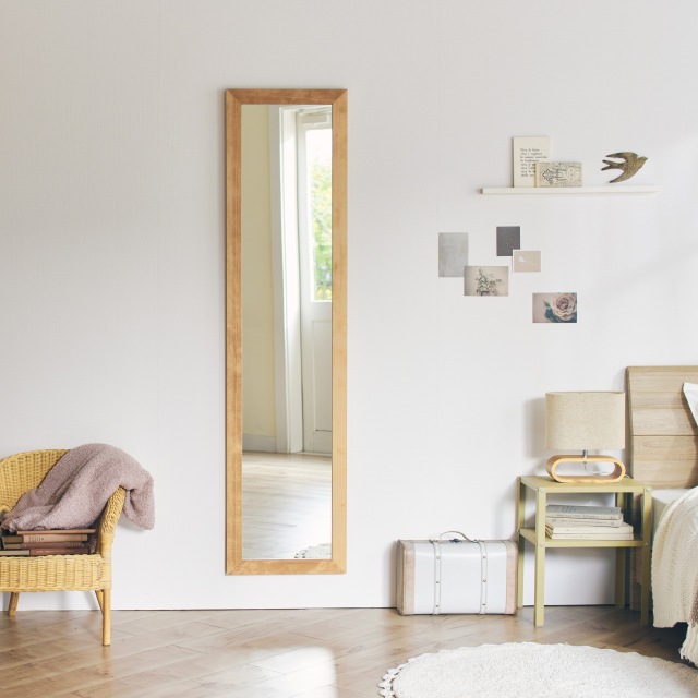Leon レオンミラー ウォールミラー 壁掛け 鏡 アンティーク調 天然木
