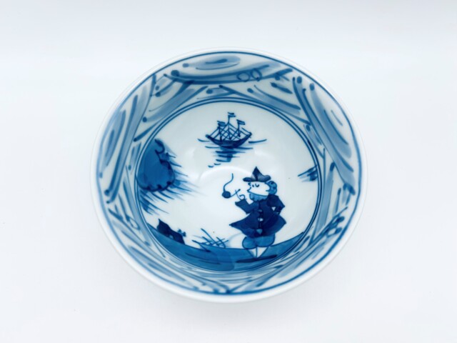 長崎紋3.8寸反飯碗 しん窯 青花