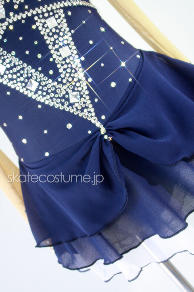 フィギュアスケート衣装・コスチューム VCT-048ネイビーxホワイト