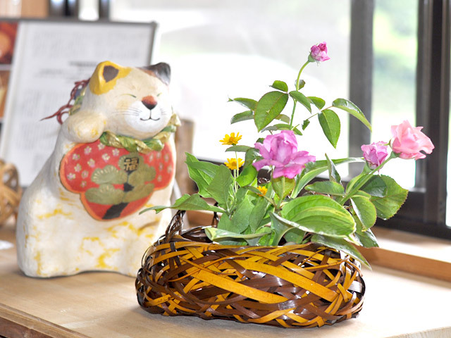 花籠 とまり舟/インテリア/華道具/花入れ/花器/竹/国産/日本製 竹かご