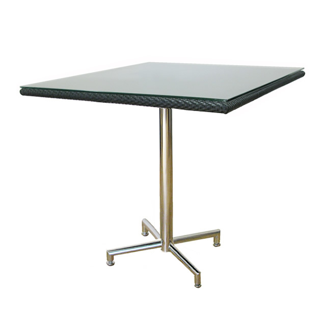 コラル カフェテーブル スクエア 新世代ラタン天板×ステンレス + 強化