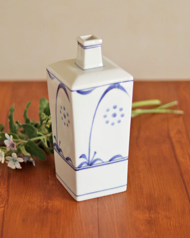 砥部焼 栖山窯 壺 H約32.0cm 花器 花挿し 花瓶