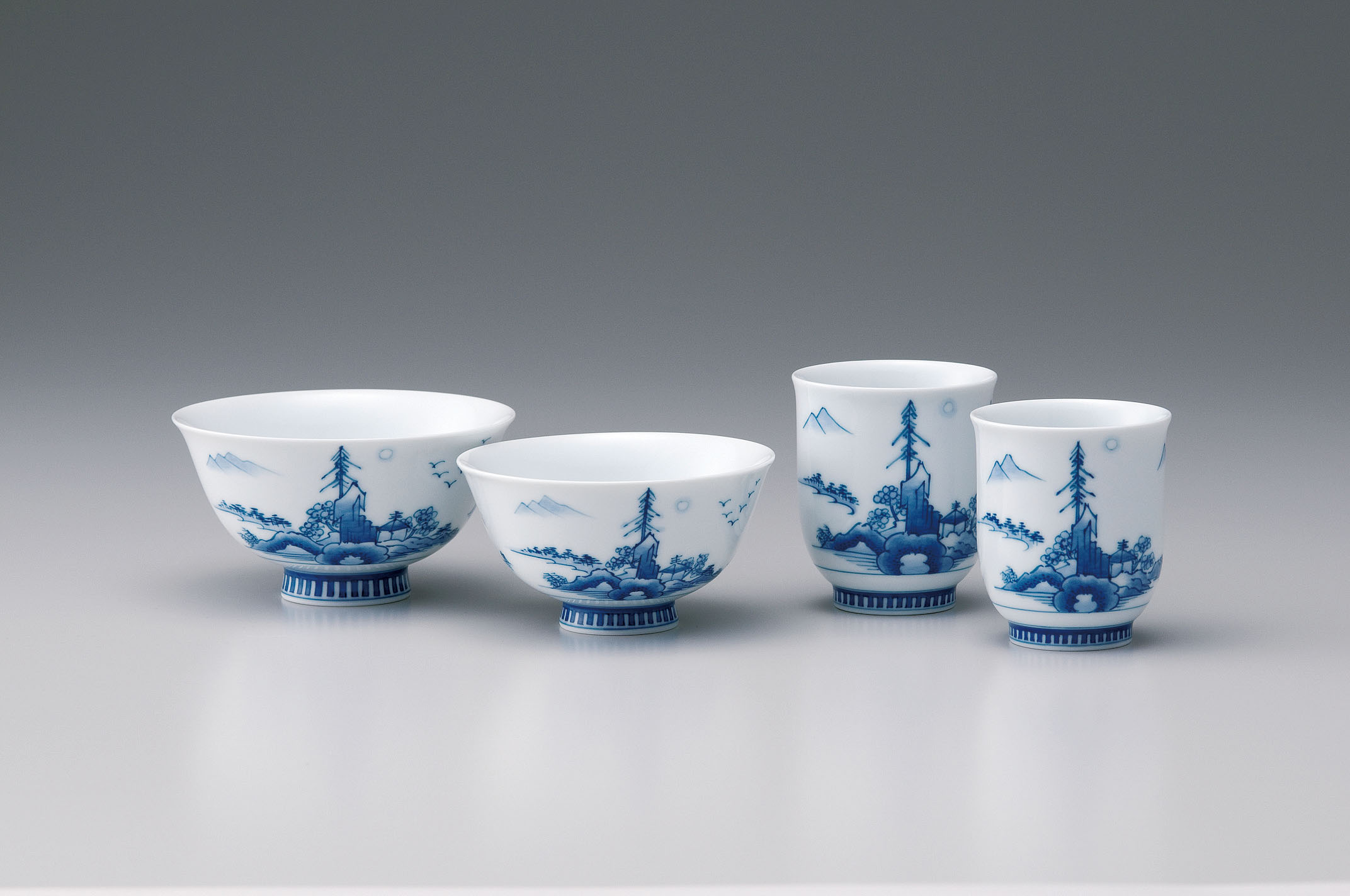 組飯碗（睦セット）－染付山水