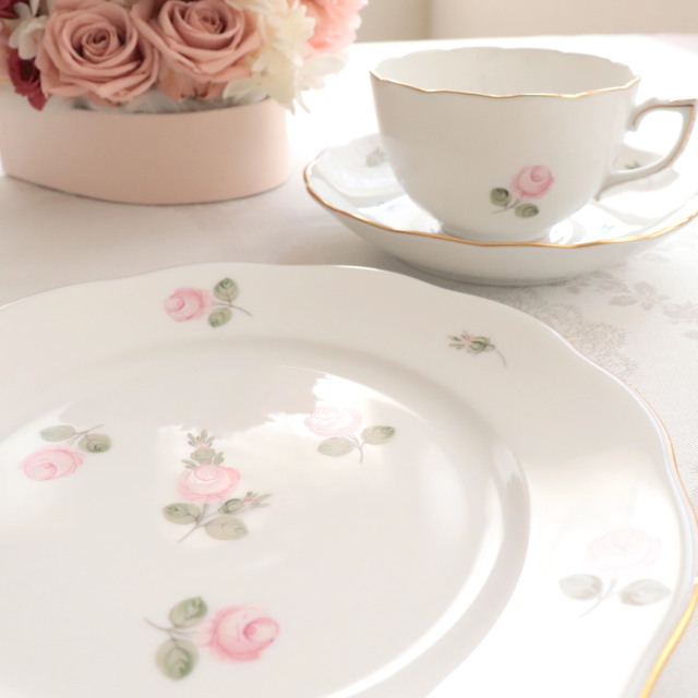 Herend ヘレンド ウィーンの薔薇ゴールド 淡いローズシリーズ