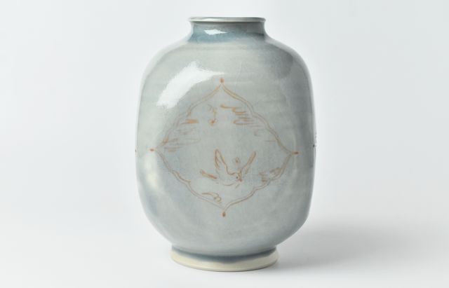 稲村真耶 渋蒼釉赤絵壺 ｜ 暮らしのうつわ花田 和食器 通販