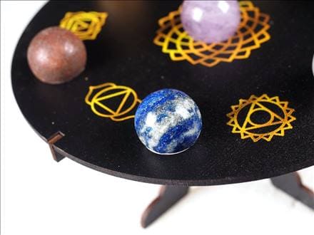 ◇チャクラ対応！七星陣セット◇7色の天然石丸玉＆7種のヤントラ刻印