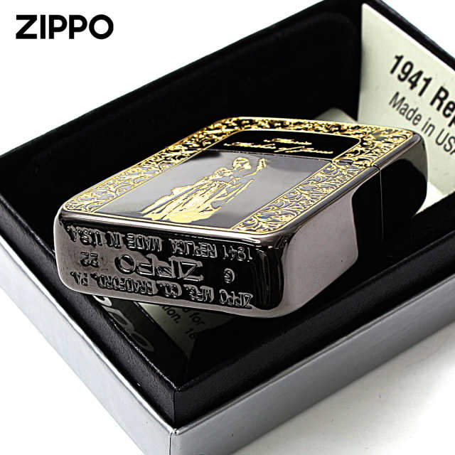 Zippo ジッポー 1941レプリカ マリア 聖母 ブラックニッケル 金サシ