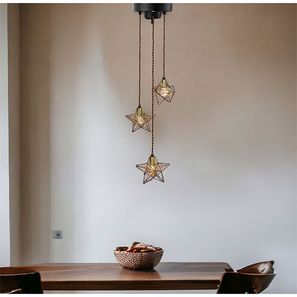 LED対応】おしゃれな星型3灯ペンダントライト Brillant ブリヤン