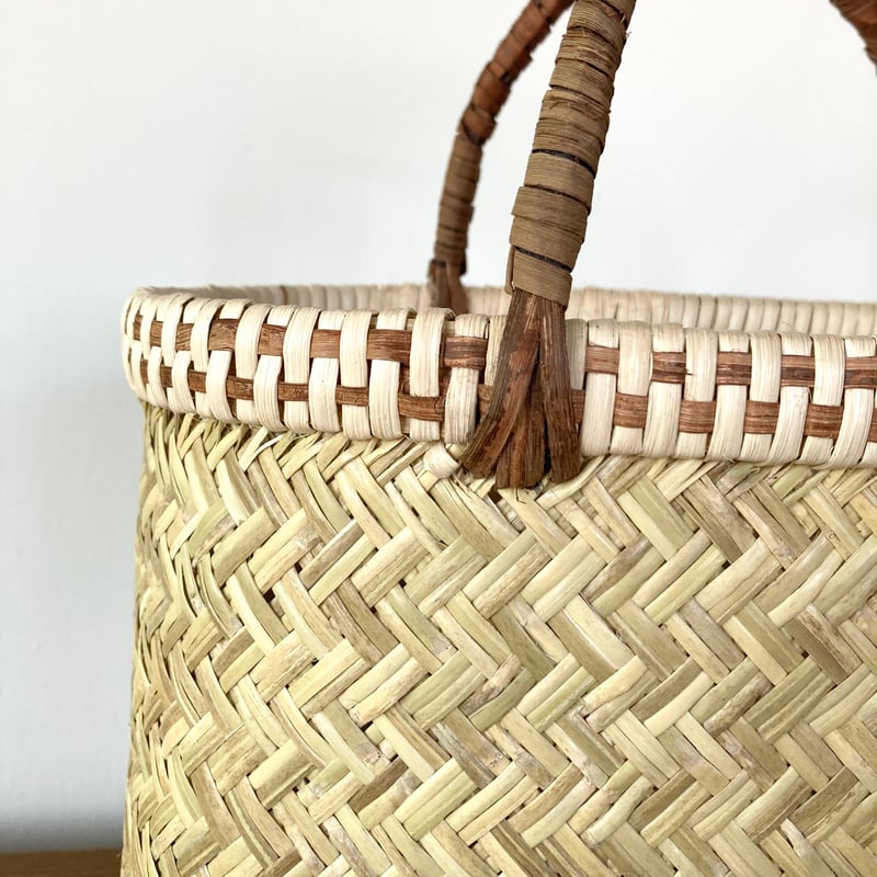 スズ竹 すず竹 手提げかご 楕円 格子縁 -5／岩手県一戸 鳥越竹細工