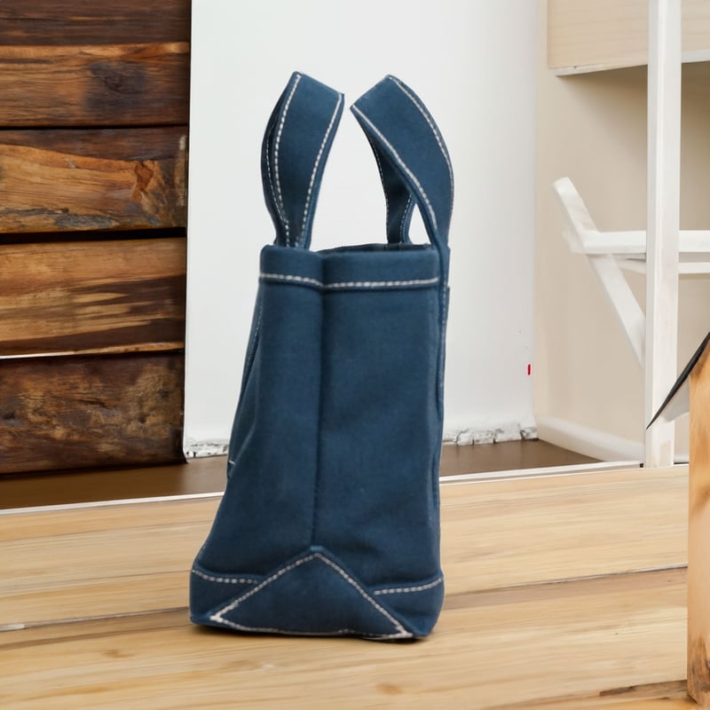 極厚4号帆布 ハンドメイド トートバッグ ネイビー(ミニ)｜100年愛せる