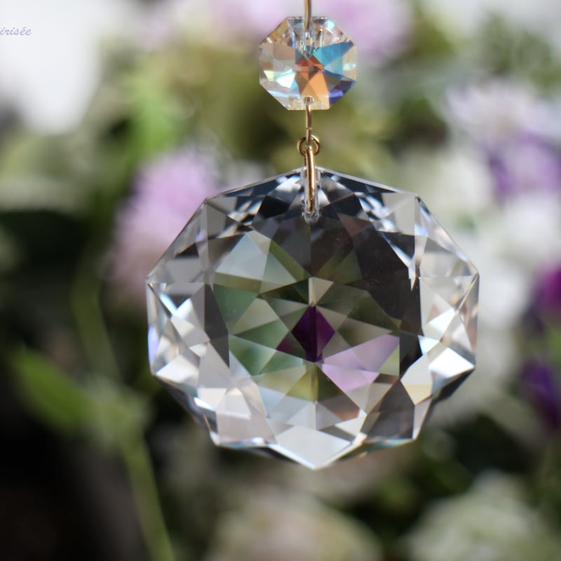 ダリアの花のパステル・サンキャッチャー（50㎜） | etoile-irisee