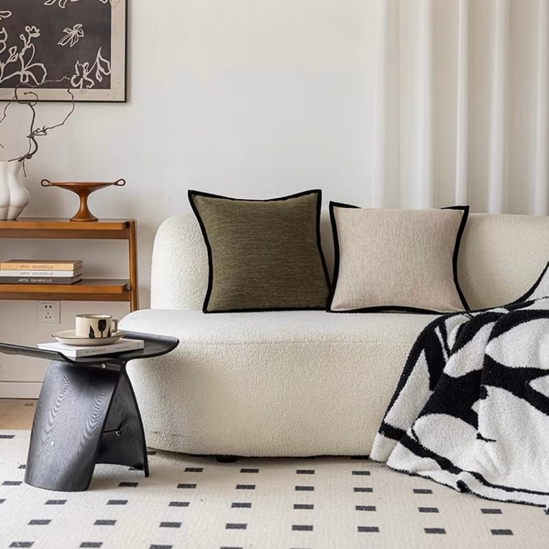 即納】#パイピング リネンライク クッションカバー 全2色 45×45 | 70PARK