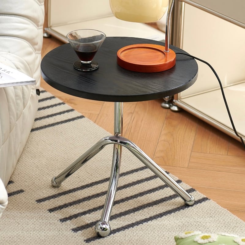 シルバー ツイストレッグ ラウンド ミニ サイドテーブル 全3色 | 70PARK