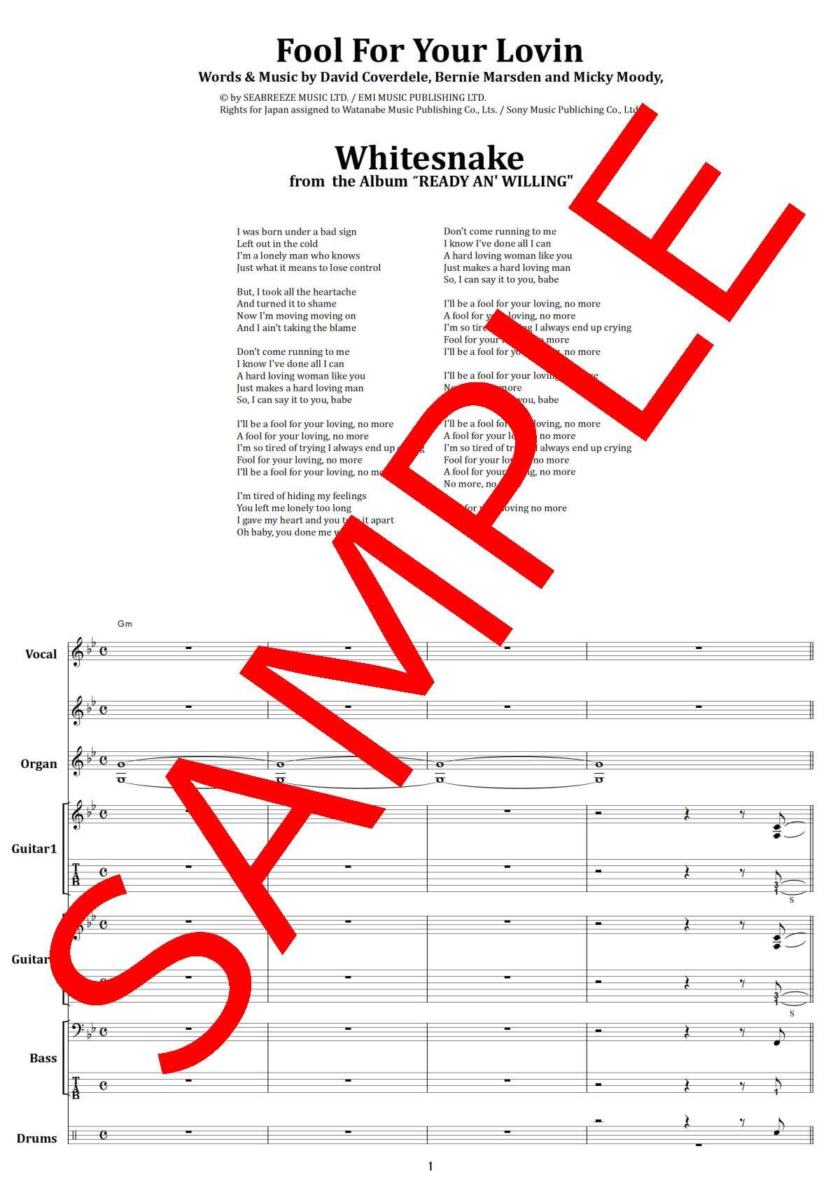 ホワイトスネイク(WHITESNAKE) / Fool For Your Lovin(フール