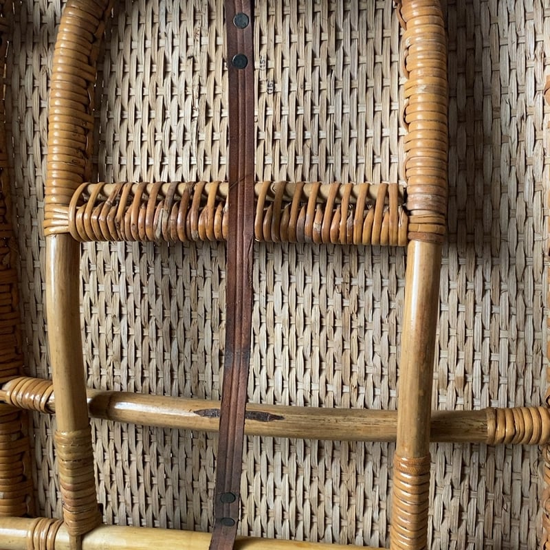1960年代製 ヴィンテージ ラタンローチェア 籐編み 座椅子 2段階調