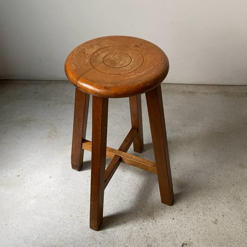 古い木製丸椅子 アンティークスツール 古い木の椅子 ジャパン
