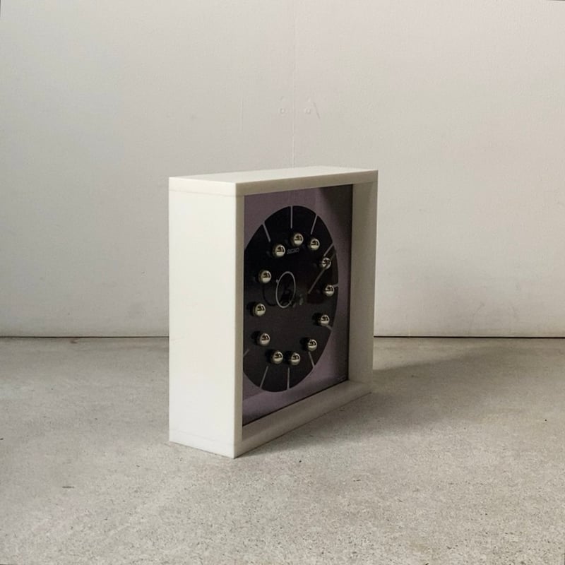 SEIKO セイコー 80s クオーツ 2針 置時計 ダークパープル文字盤 ミッド