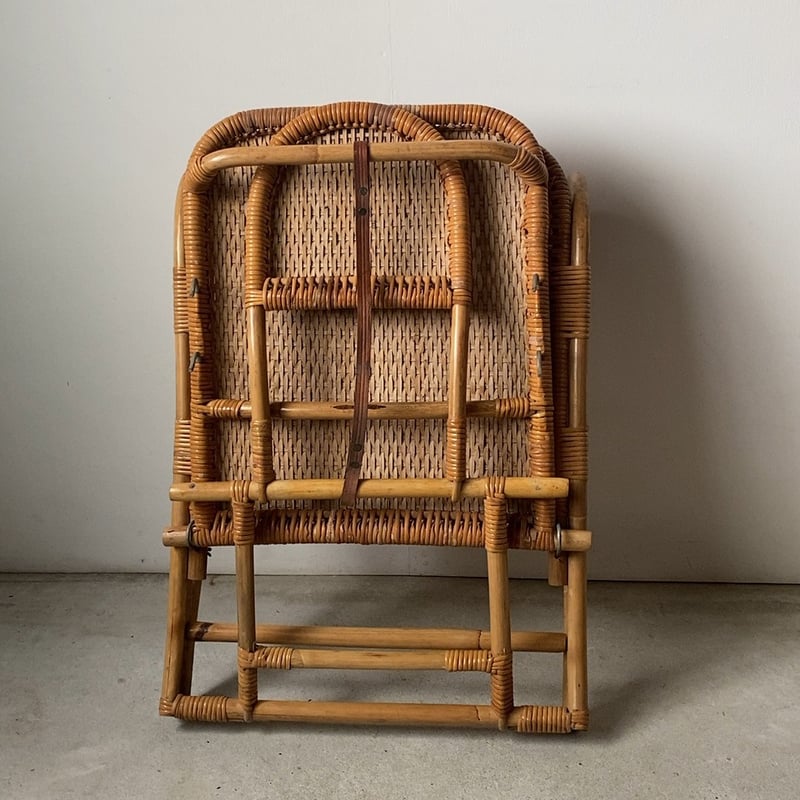 1960年代製 ヴィンテージ ラタンローチェア 籐編み 座椅子 2段階調
