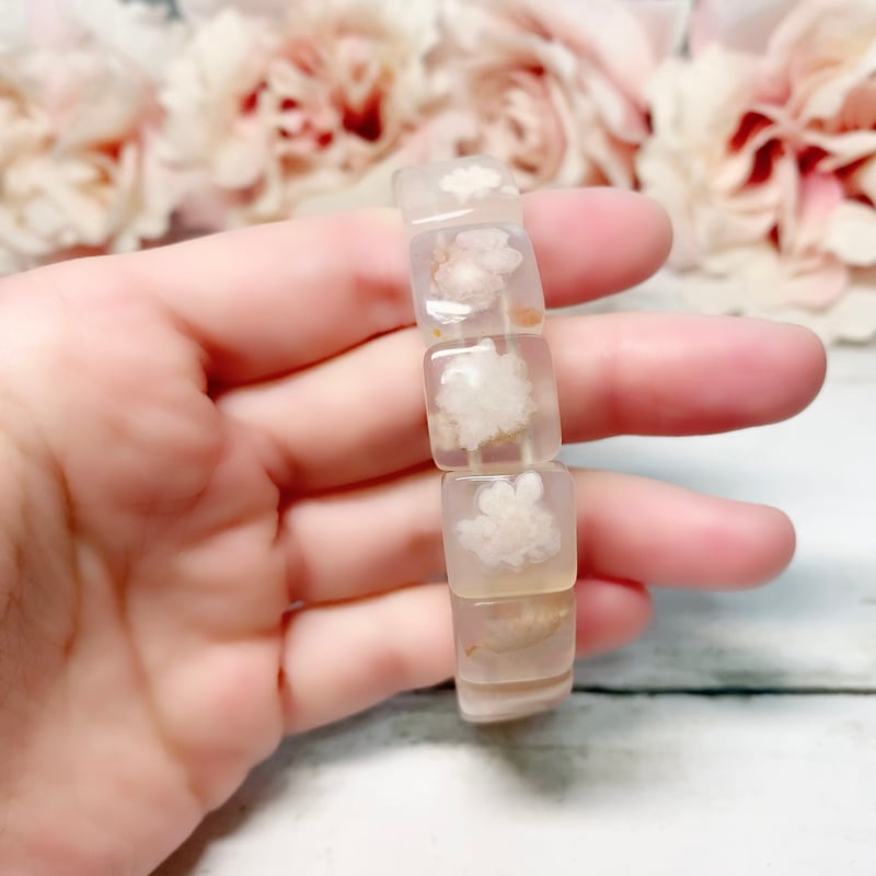 桜フェア】桜瑪瑙ハイクォリティーチェリーブロッサムアゲートバングル