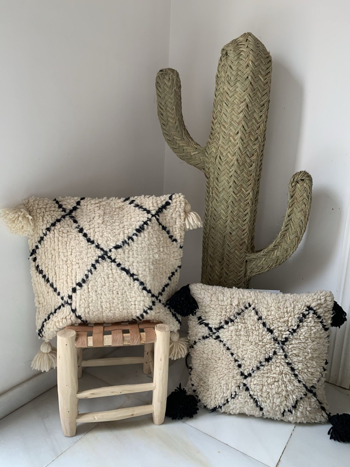 モロッコ ベニワレン Beniourain クッションカバー 白 1 | Boawid