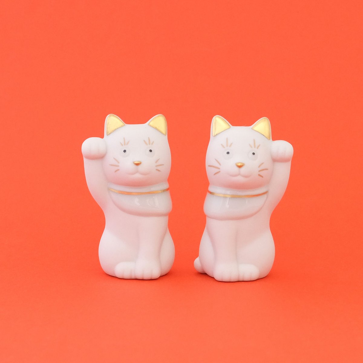 上出長右衛門窯／KUTANI CHOEMON「二寸ちょうえもん招猫 金白