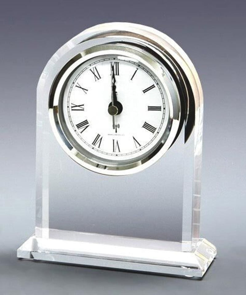 クリスタルガラス 置時計 電波時計 アーチ型 加工費込 | 日本橋コストコ