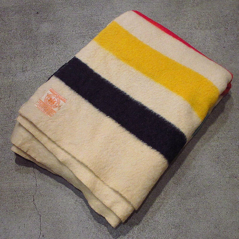 ビンテージ50's○HUDSON'S BAYマルチボーダーウールブランケットsize約