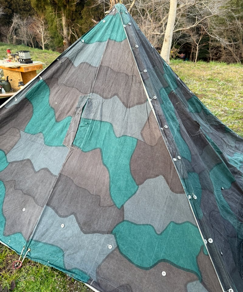 軍幕❗️スウェーデン軍用テント センターポール付き‼️ 色褪せあり