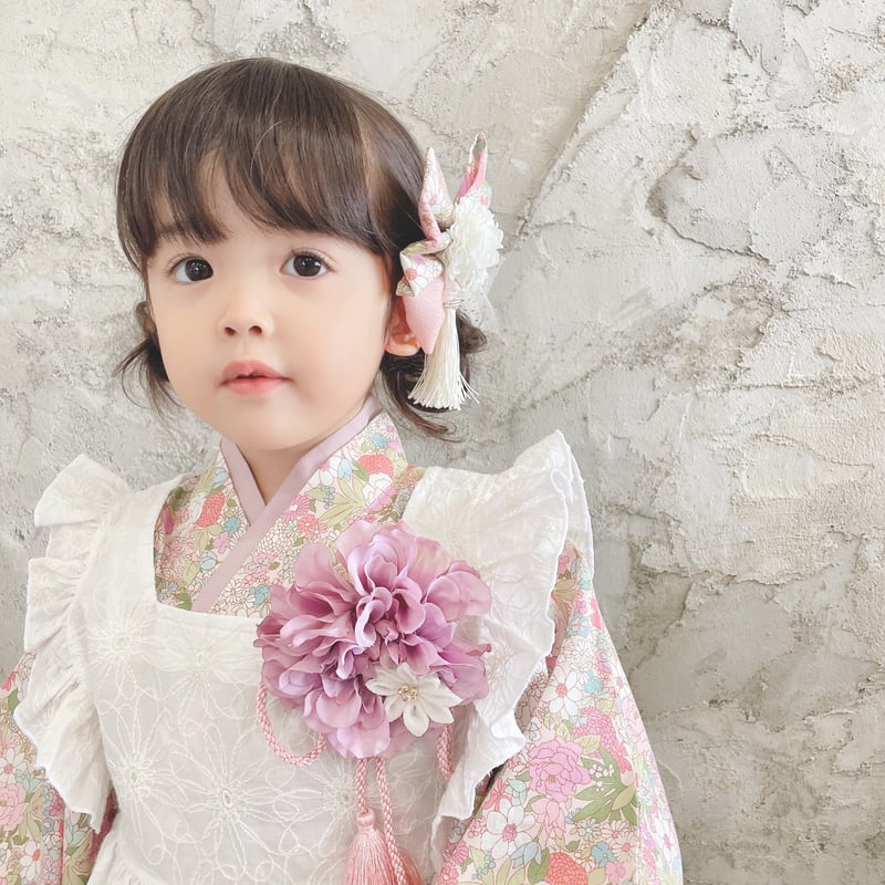 七五三用 花柄刺繍 着物 Catherine Cottage（キャサリンコテージ） 被布セット 3歳女の子