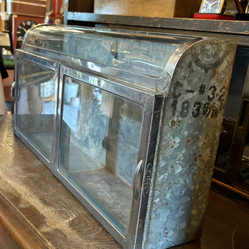 アンティーク ブリキ製ガラスケース ガラスショーケース 駄菓子ケース