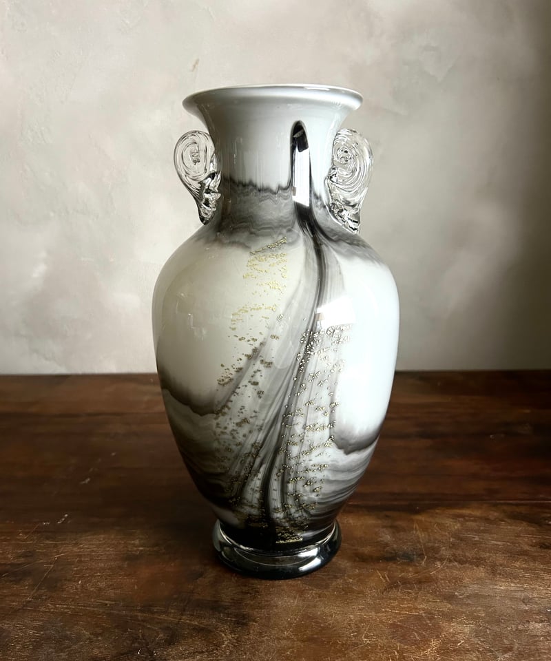 カメイガラス/マーブルグレー/フラワーベース/アンティーク | 骨董
