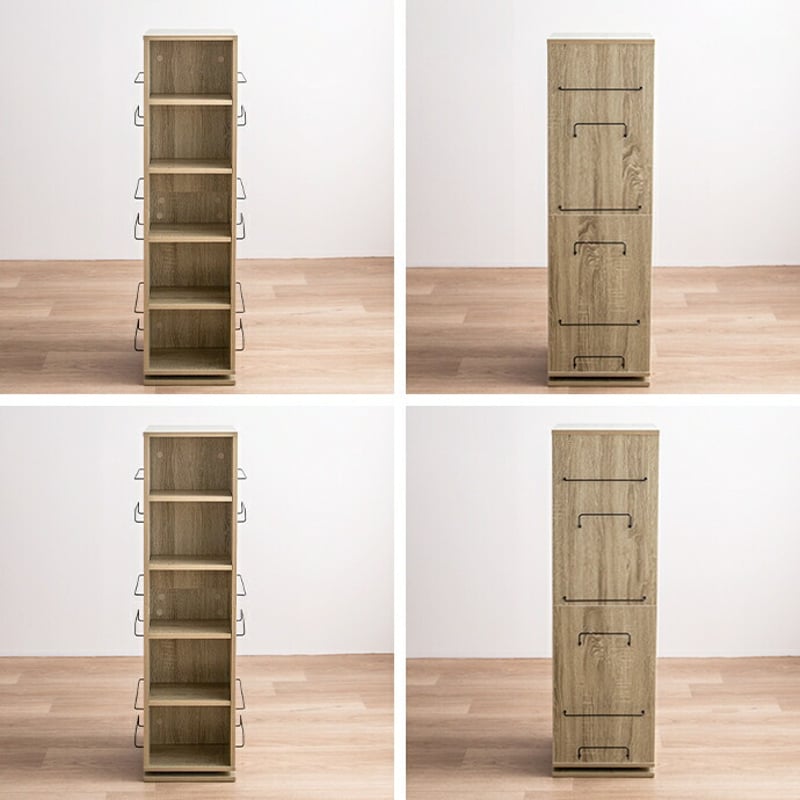 本棚 回転 スリム コンパクト 大容量 360度 5段 ブックシェルフ 回転