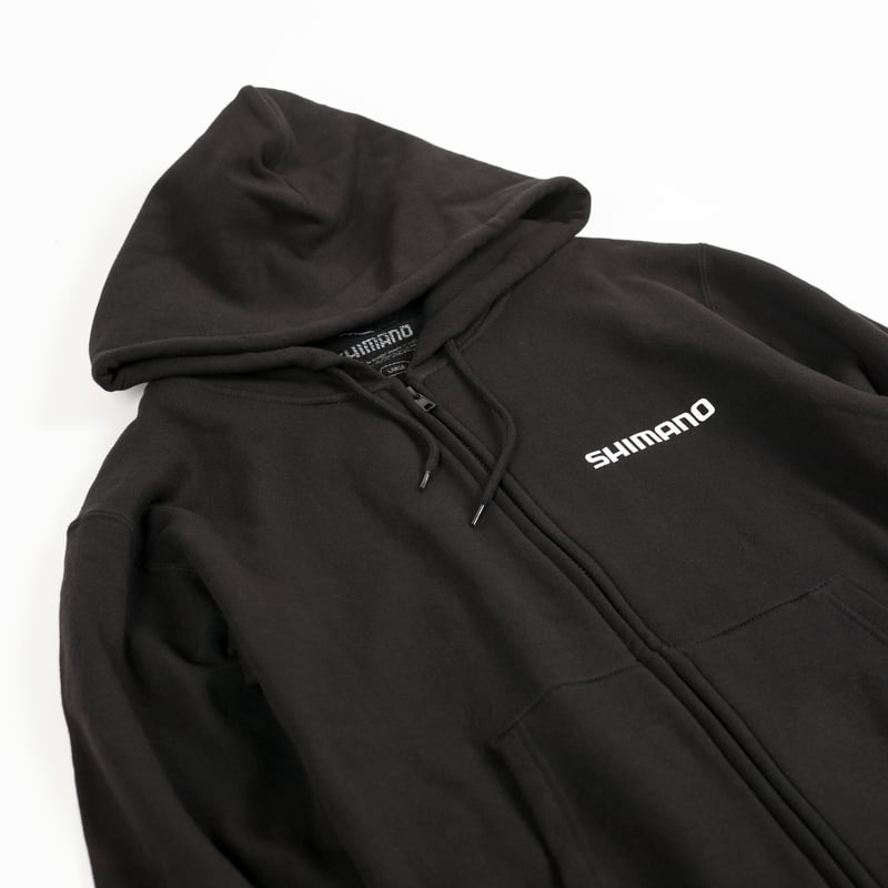 SHIMANO Big Logo Zip-up Hoodie Black with White