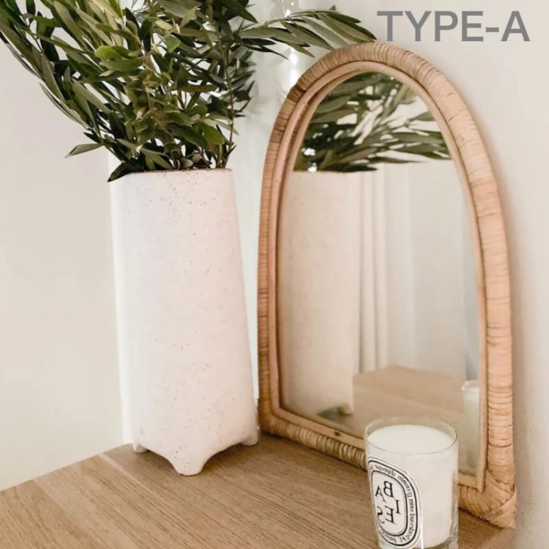 ラタン ミラー 鏡 ドレッサー 韓国 インテリア 家具 雑貨 木製 壁掛け