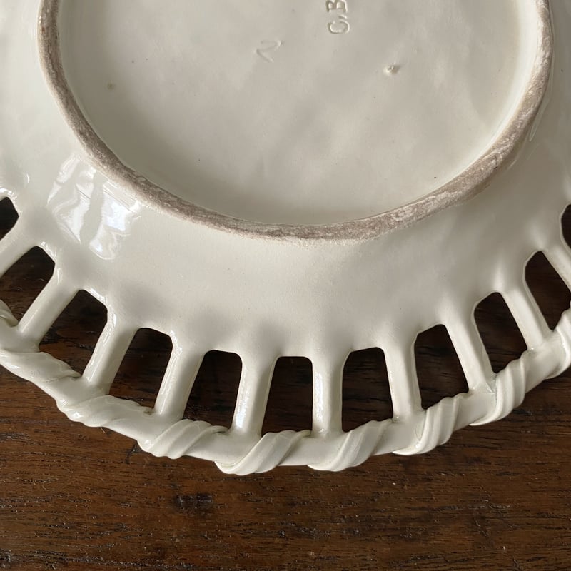 19世紀初頭 ファイアンスフィーヌ パニエ皿 平皿 φ21cm フランス