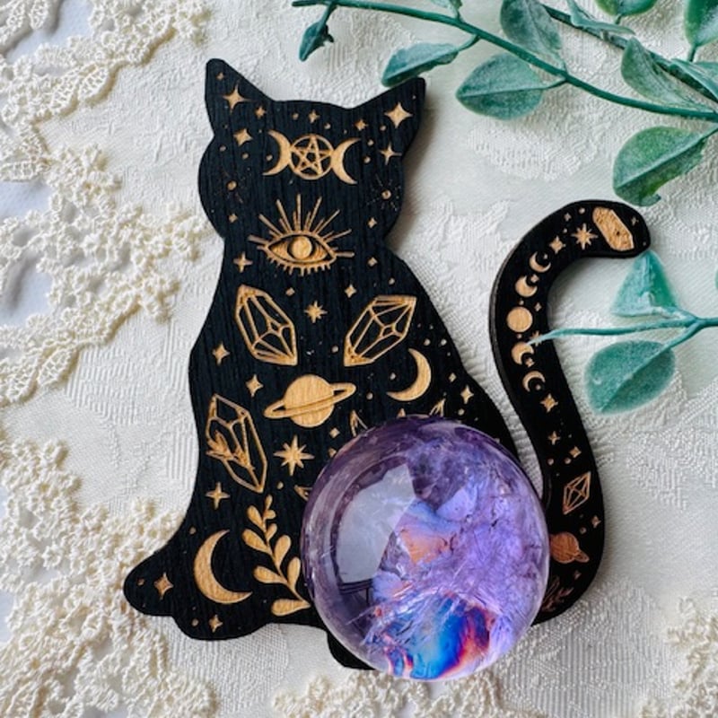 木製スフィア台座【ネコ】 | 天然石と雑貨のお店 Angel's voice