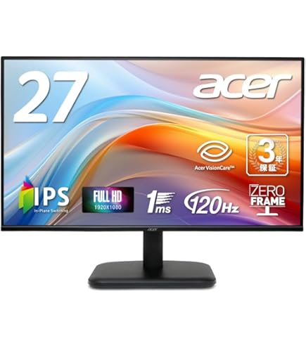 Amazon.co.jp: Acer モニター 27インチ フルHD 非光沢 IPS 120Hz 1ms