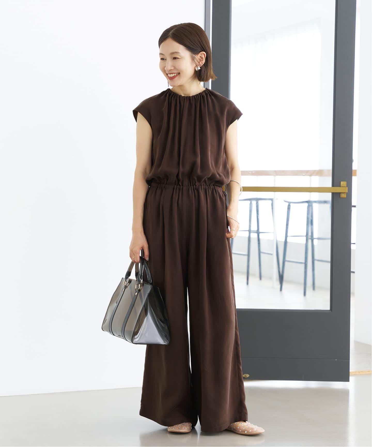 追加3》キュプラギャザーネックオールインワン（つなぎ