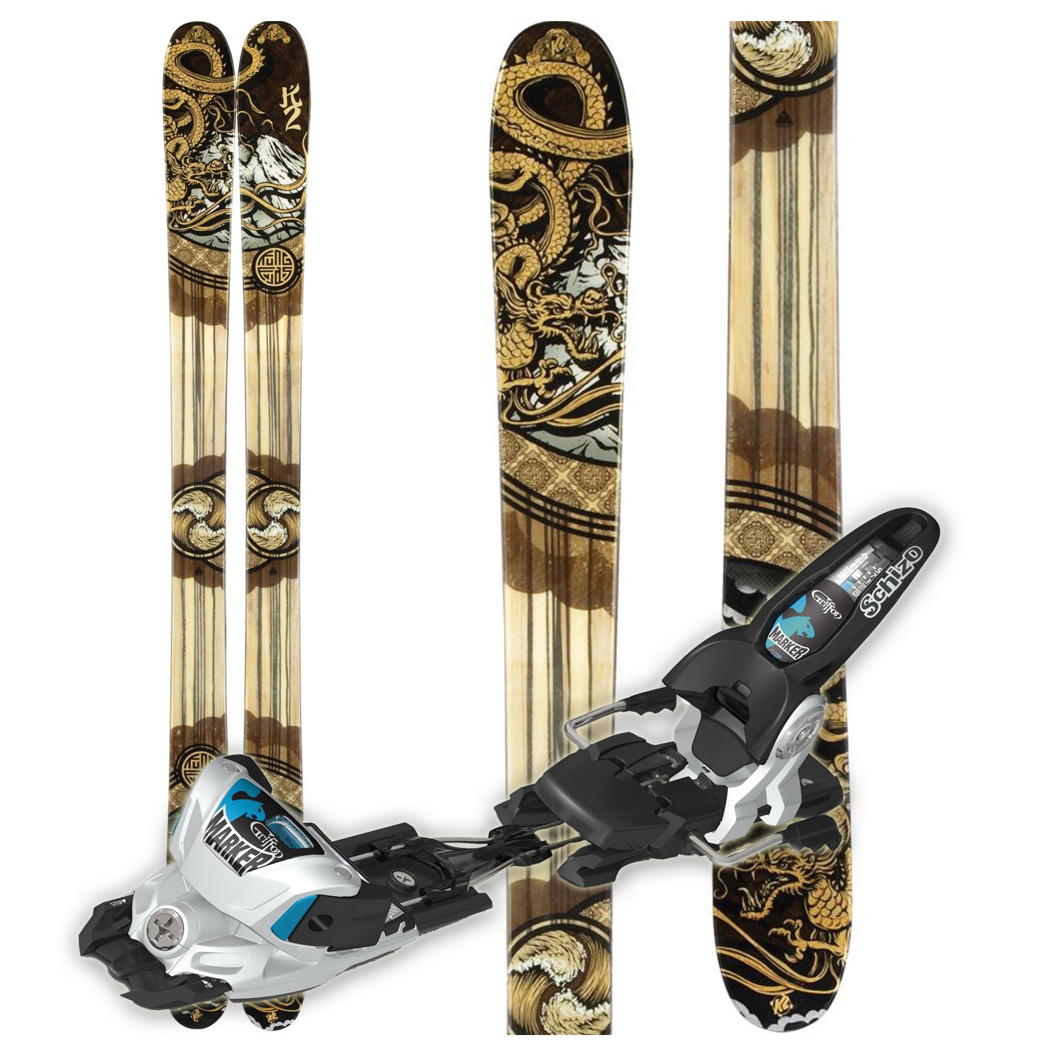 K2 Kung Fujas + Marker Griffon Schizo Bindings 2012 | evo