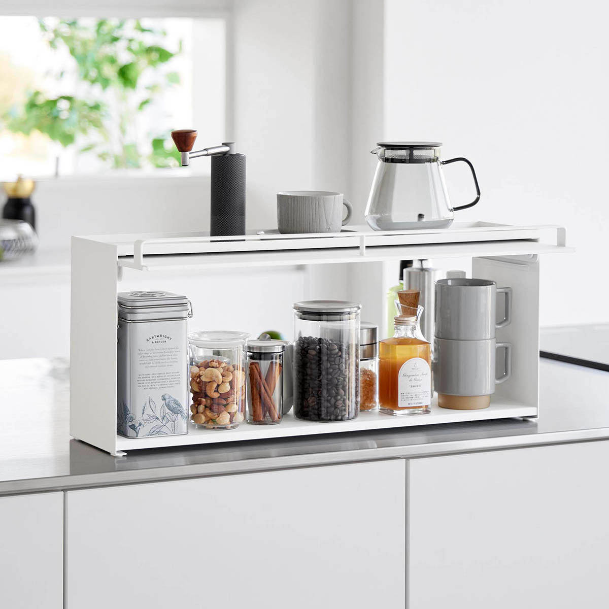 tower ｜ 前が開くキッチンカウンター上収納ラック タワー D15