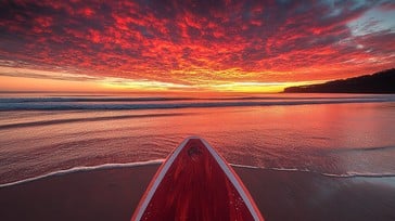 Free Sunset Beach Surfing Image - Sunset, Beach, Surfboard