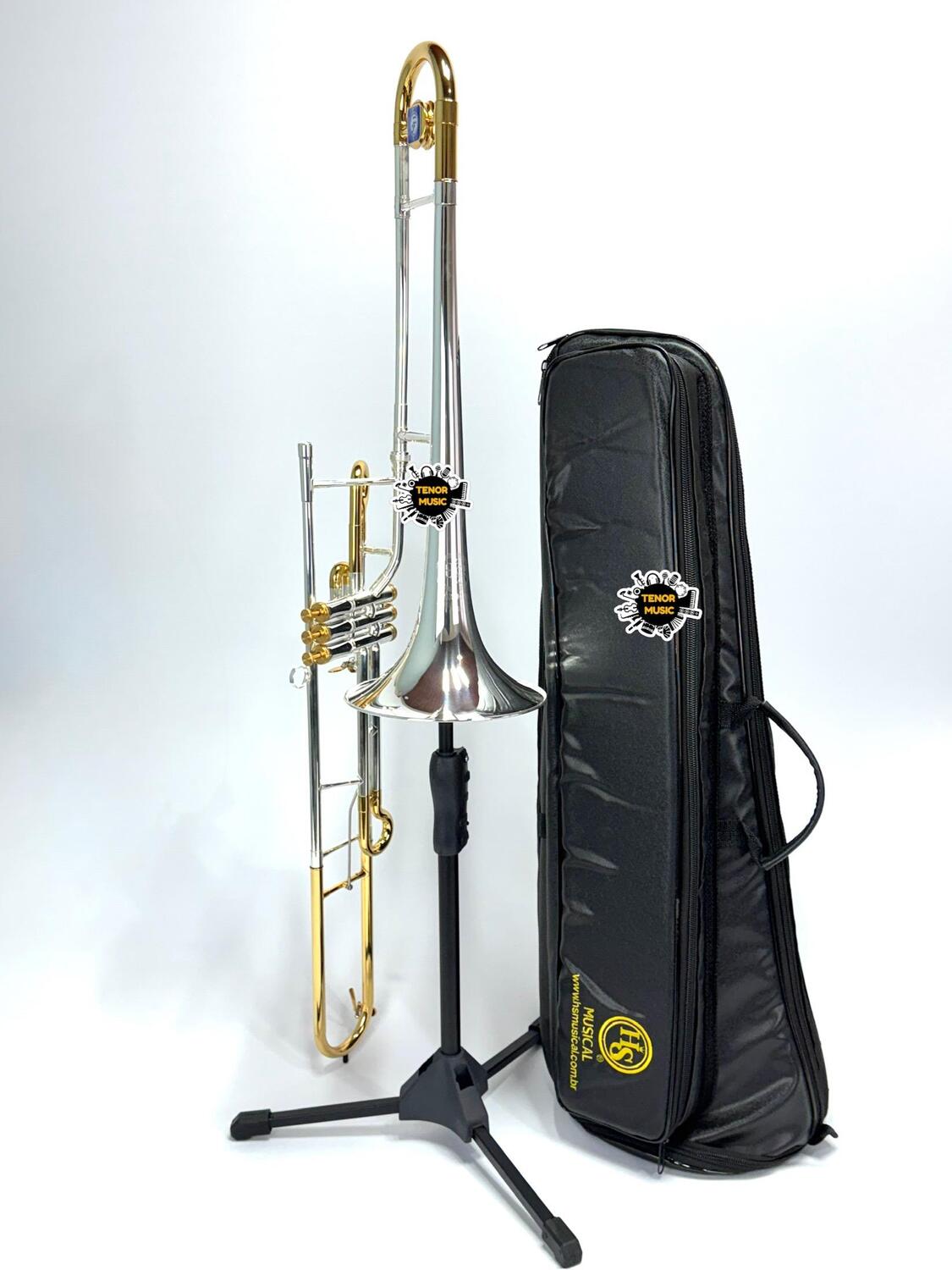 Trombone HS Musical TBV2 com Gatilho Prata e Dourado - Instrumento