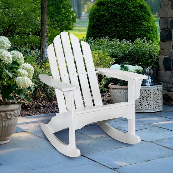 Hanover White All-Weather Adirondack Rocking Patio Chair HVLNR10WH